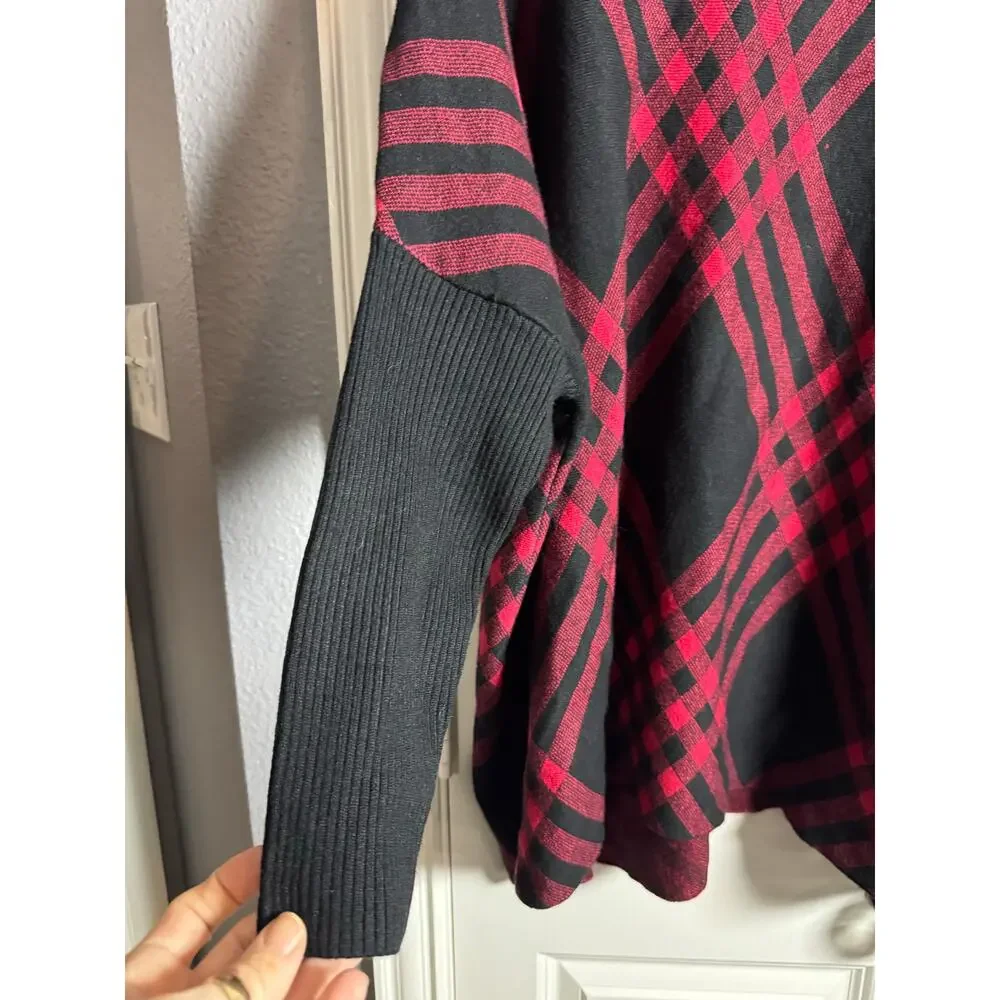 JOSEPH A. Red Plaid Sweater NEW Boxy Rayon Blend Size 2X